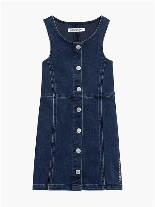 BUTTON DENIM DRESS BLUE BLK ST CALVIN KLEIN JEANS | IG0IG01199/1BS